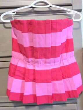 entro Pink and Fuchsia Striped Pleated Mini Skirt
